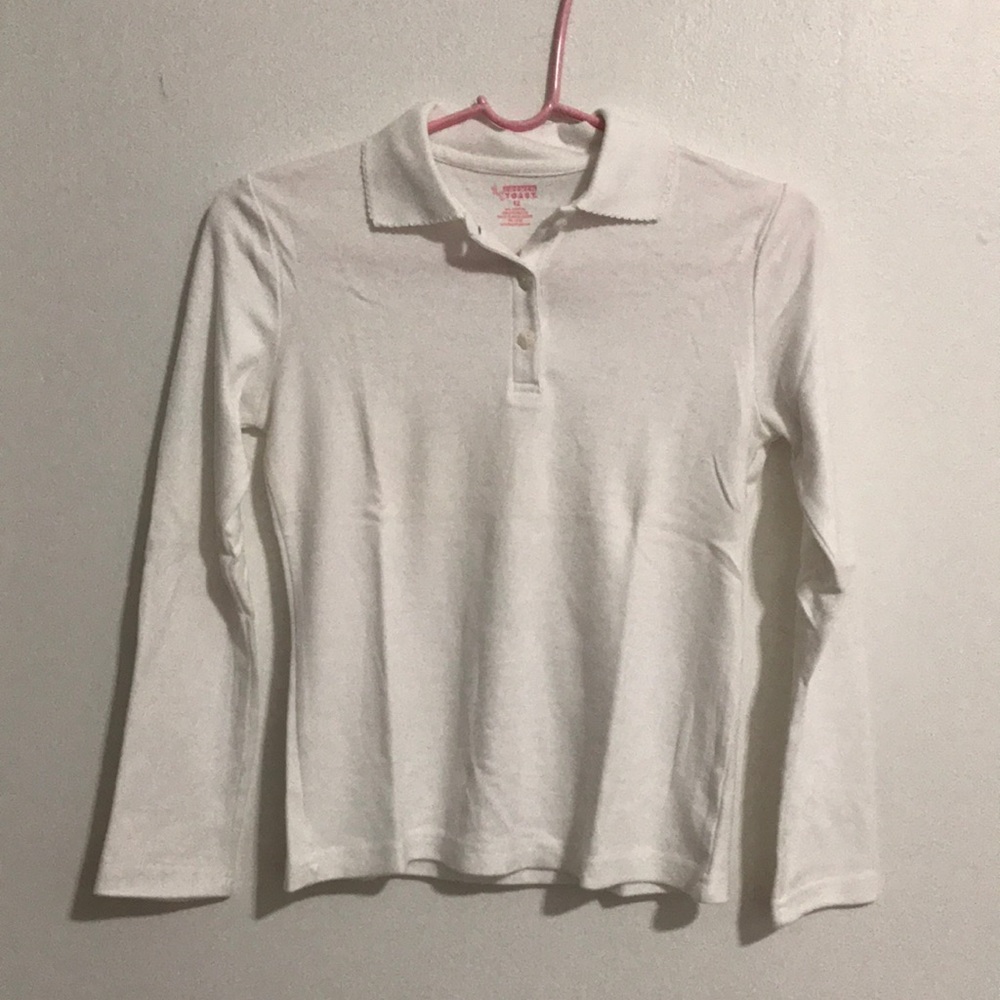 French Toast White Polo Long Sleeve Uniform 12Y Back to School